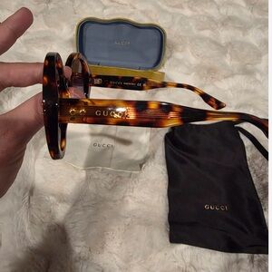 Gucci 54mm Round Havana Smoke Sunglasses